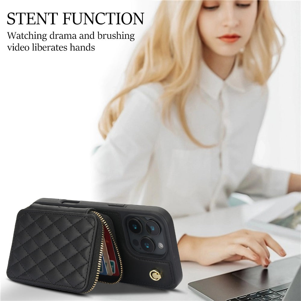 Luxury Crossbody Lanyard iPhone Case – Zipper Wallet Leather Cover with Card Holder, and Full Protection for iPhone Models