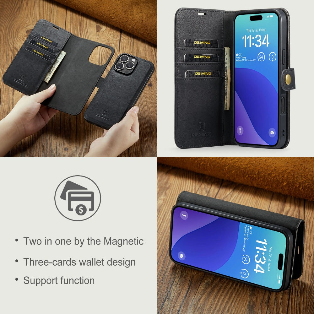 Premium Detachable Magnetic Leather Wallet iPhone Case – Card Holder, and Stylish Flip Cover for Secure and Convenient Use