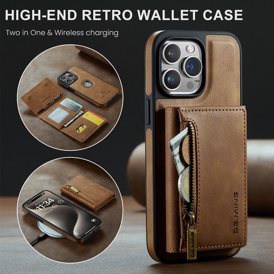 RFID Magnetic Detachable Leather Wallet iPhone Case – Stand Function, Secure Card Holder Premium Protection for iPhone Models