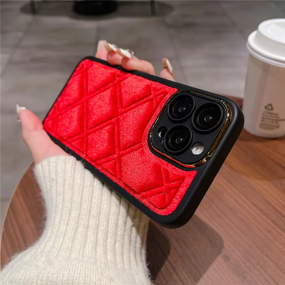 Luxury Apple iPhone Case, MagSafe Compatible, Camera Lens and Screen Protection, Ultra Thin, Shockproof, Magnetic, Full All Around Protection, Plaid Velvet Fabric Cover