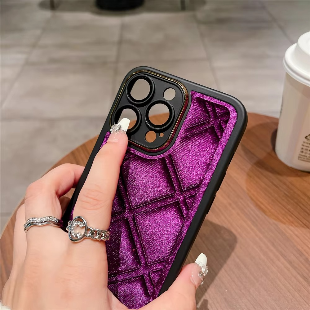 Luxury Apple iPhone Case, MagSafe Compatible, Camera Lens and Screen Protection, Ultra Thin, Shockproof, Magnetic, Full All Around Protection, Plaid Velvet Fabric Cover