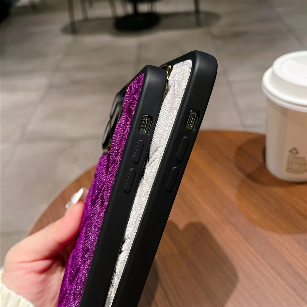 Luxury Apple iPhone Case, MagSafe Compatible, Camera Lens and Screen Protection, Ultra Thin, Shockproof, Magnetic, Full All Around Protection, Plaid Velvet Fabric Cover