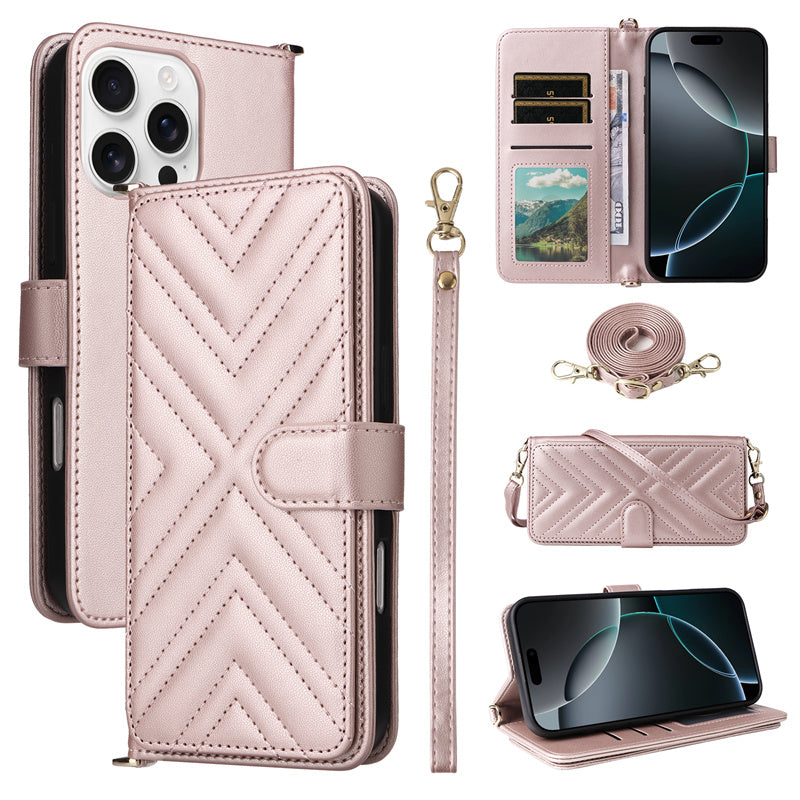 Luxury Crossbody Wallet iPhone Case – Fashion Shoulder Strap, Magnetic Closure, Card Holder and Premium Protection for iPhone