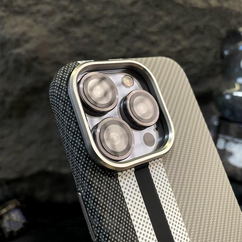 Hit Color Carbon Fiber Texture MagSafe iPhone Case – Wireless Charging Hard PC Cover with Relief Design for iPhone Models