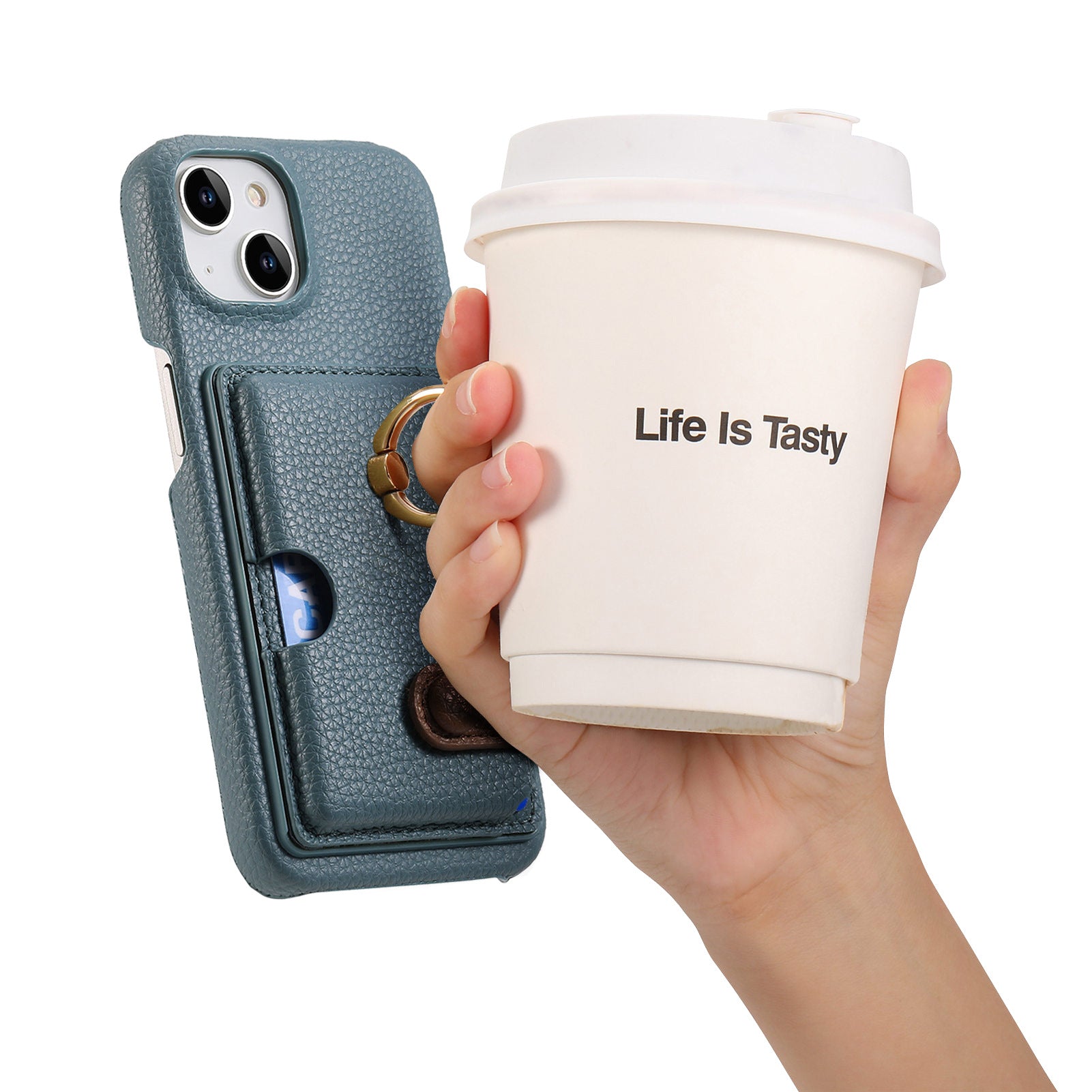 Premium Leather Ring Stand Wallet iPhone Case Card Holder, Magnetic Closure, and Kickstand Support for Hands-Free Convenience