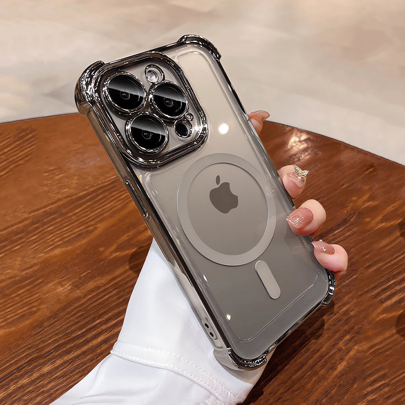 Plating Shockproof MagSafe iPhone Case - Airbag Protection, Magnetic Wireless Charging, Anti-Shock Durable Case for iPhone