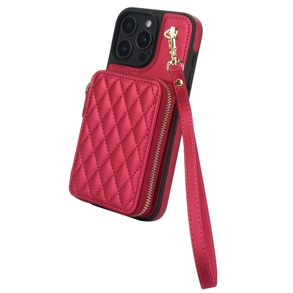 Luxury Crossbody Lanyard iPhone Case – Zipper Wallet Leather Cover with Card Holder, and Full Protection for iPhone Models