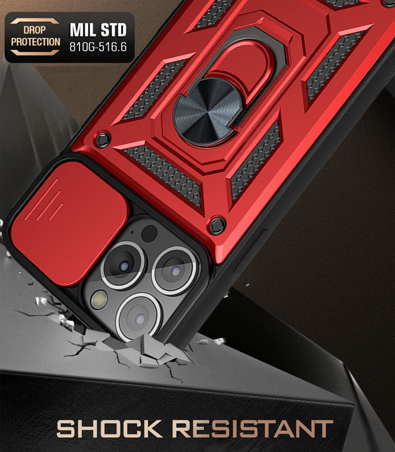 Shockproof Armor iPhone Case – Slide Camera Lens Protection, Rugged Full-Body Cover for iPhone Models