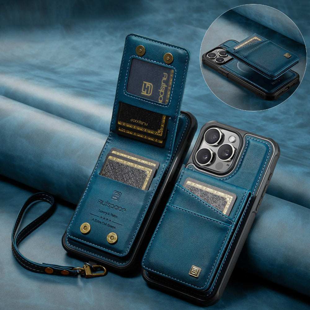 Luxury 2-in-1 Detachable Leather Flip Cover with Card Holder, Wrist Strap and Secure Magnetic Closure for Ultimate Protection