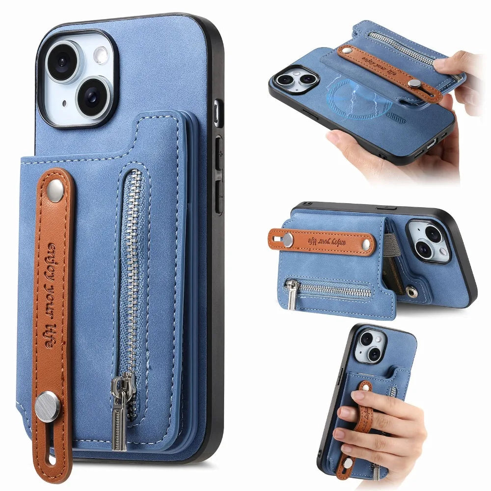 Luxury Detachable Zipper Wallet iPhone Case – Magnetic Flip Cover with Card Slots, and Protection for Ultimate Convenience