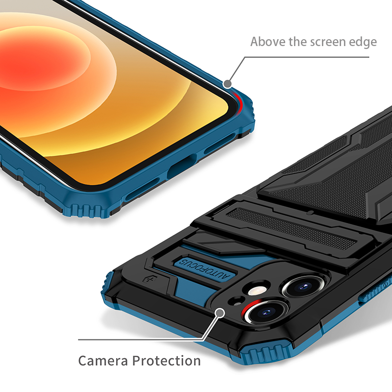 Shockproof Card Holder iPhone Case – Kickstand, Camera Protection, Durable Cover for iPhone Models