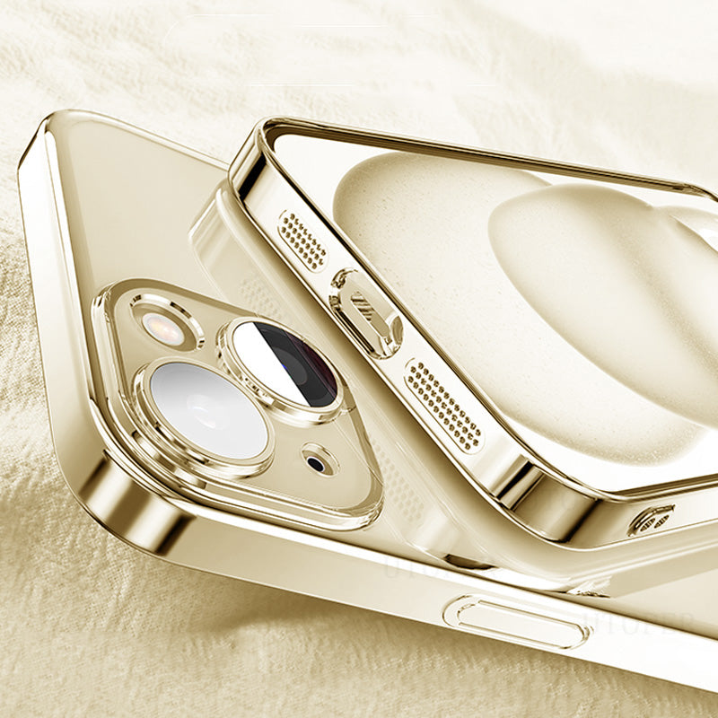Luxury Transparent TPU iPhone Case – Ultra Thin, Plating Design, Soft Shockproof Cover, HD Lens Protection,