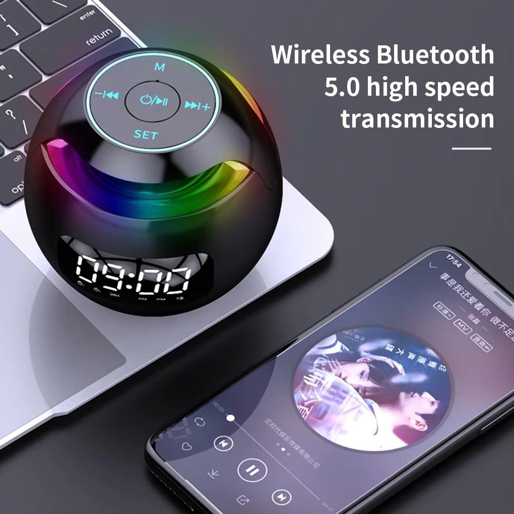 High Quality Bluetooth Alarm Clock Speaker with Colorful LED Light – Mini Portable Wireless Speaker, Dual Alarms, TF Card, FM Radio, 18H Playtime, USB Rechargeable