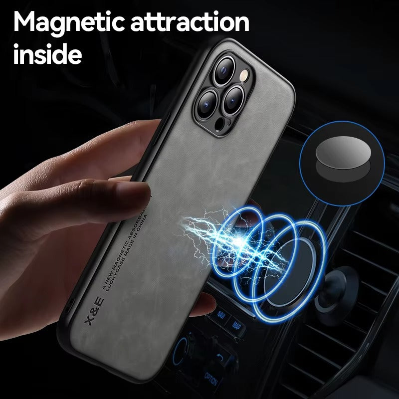 Luxury Magnetic Leather MagSafe iPhone Case – Wireless Charging, Shockproof & Stylish Protection | Case for iPhone