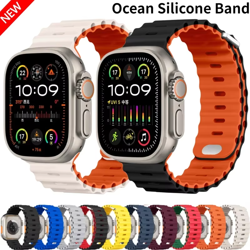 Premium Silicone Dual-Wear Watch Strap – Adjustable Loop Buckle Band, Waterproof, Compatible with Smartwatches 49mm to 38mm