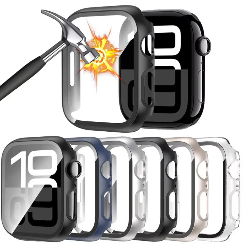 Tempered Glass Screen Protector Case – Full Cover Shockproof Bumper with Ultra-Clear Touch Glass, Compatible with 38mm to 45mm Smartwatches