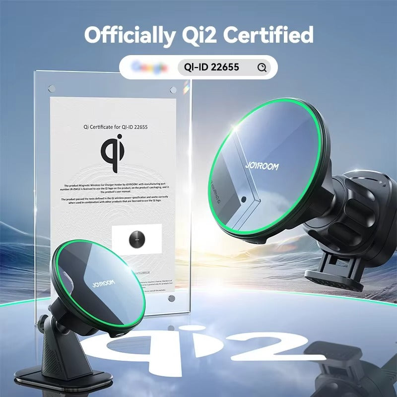 Premium Magnetic Wireless Car Phone Holder – Fast Charging Mount with Blue Light, Dashboard or Vent Clip