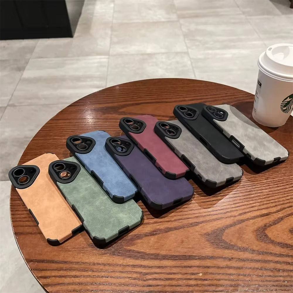 Premium Matte Leather Silicone iPhone Case – Lens Protection, Bumper Design, Stylish & Durable Cover | Case for iPhone