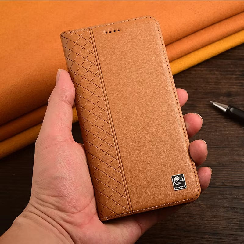 Luxury Nappa Real Leather iPhone Case – Business Wallet Flip Cover, Stylish & Durable Protection | Case for iPhone