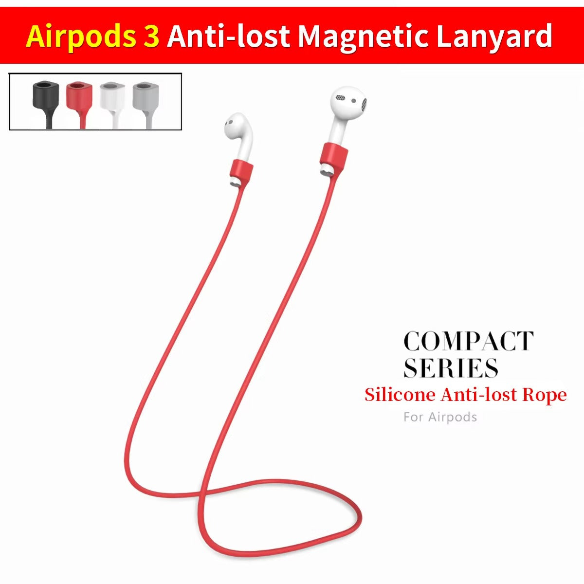 High Quality Magnetic Anti-Lost AirPods Strap – Silicone Neckband Cord for AirPods Pro 3 2 1, Wireless Earbuds Holder with Secure Fit, Lightweight & Durable