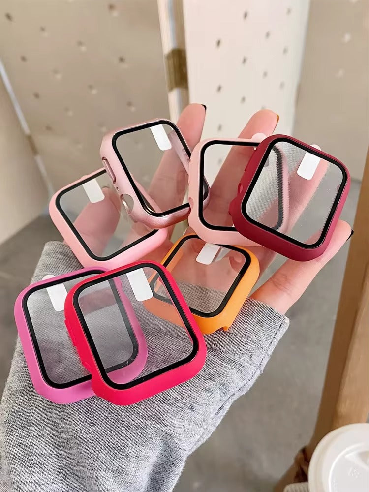 Tempered Glass Screen Protector Case – Full Cover Shockproof Bumper with Ultra-Clear Touch Glass, Compatible with 38mm to 45mm Smartwatches