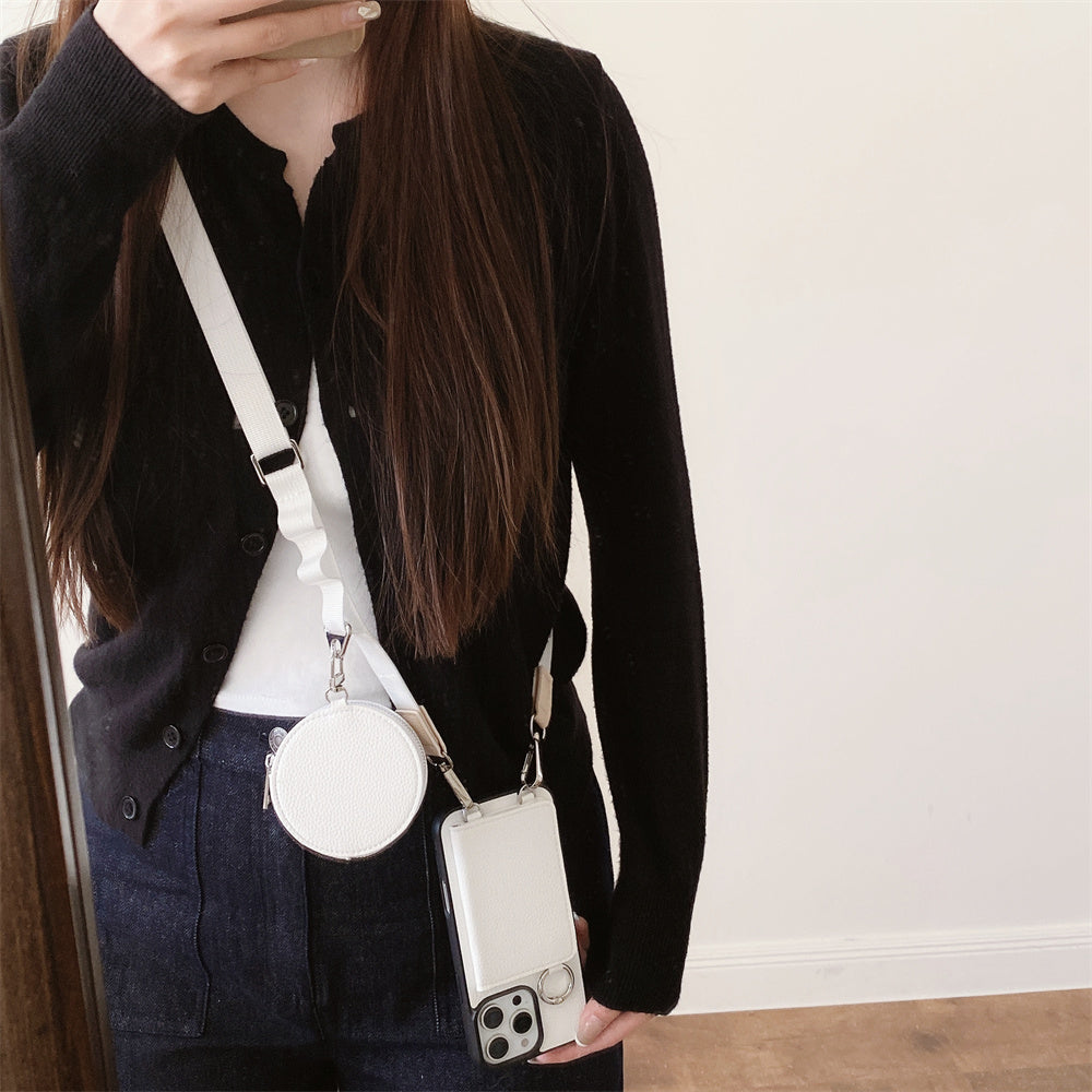 Luxury Crossbody Wallet iPhone Case – Card Pocket Holder, Lanyard Leather Cover, Stylish & Functional Design Case for iPhone