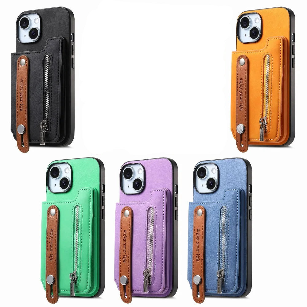 Luxury Detachable Zipper Wallet iPhone Case – Magnetic Flip Cover with Card Slots, and Protection for Ultimate Convenience