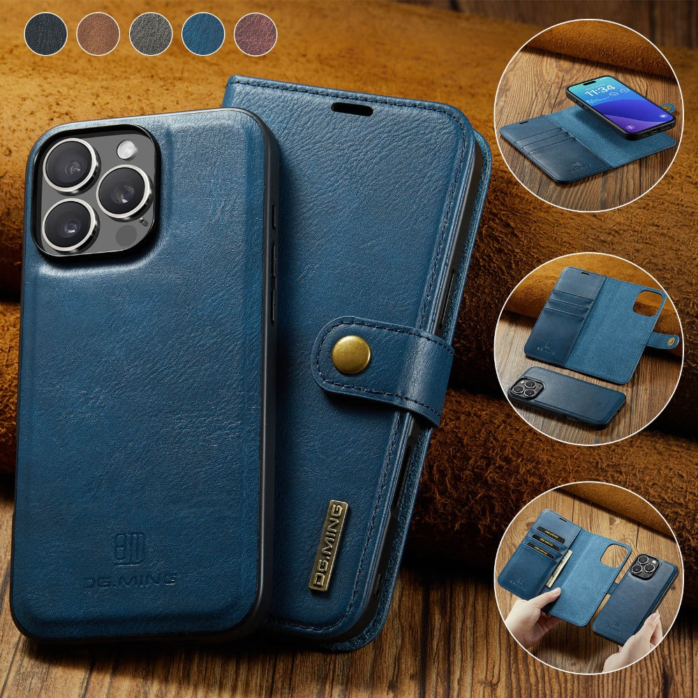 Premium Detachable Magnetic Leather Wallet iPhone Case – Card Holder, and Stylish Flip Cover for Secure and Convenient Use