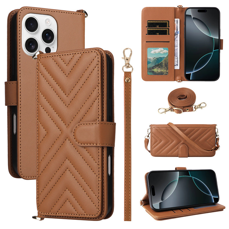 Luxury Crossbody Wallet iPhone Case – Fashion Shoulder Strap, Magnetic Closure, Card Holder and Premium Protection for iPhone