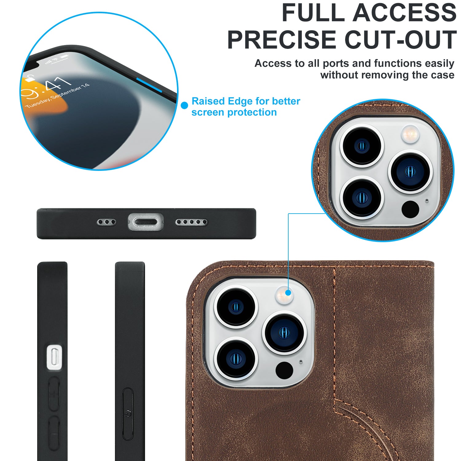 Luxury Magnetic Leather Wallet iPhone Case – MagSafe Wireless Charging, Card Slot, Stand Feature, Premium Protection, Stylish & Durable Cover