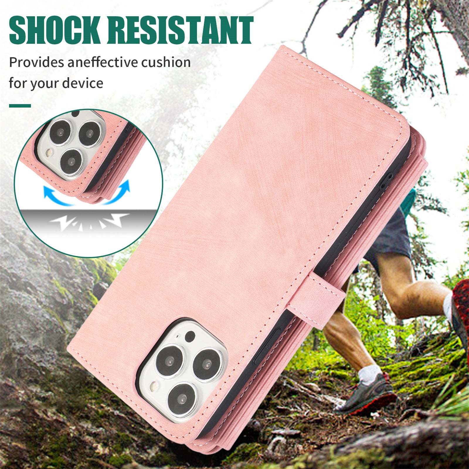 Luxury Crossbody Zipper Wallet iPhone Case – Leather Card Holder, Lanyard Strap, Closure Hands-Free Convenience for iPhone