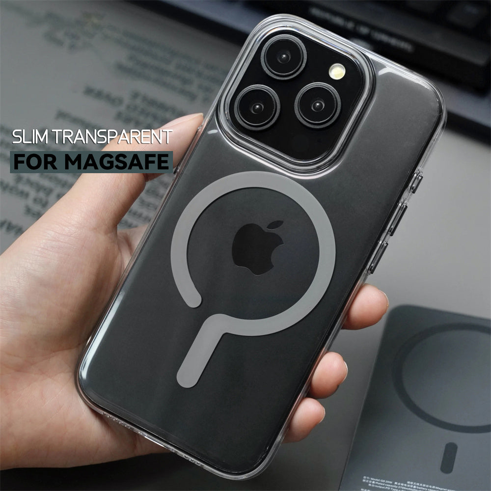 Luxury Titanium Gray Magnetic iPhone Case – Strong MagSafe Charging, Metal Buttons Sleek & Durable Protection Case for iPhone