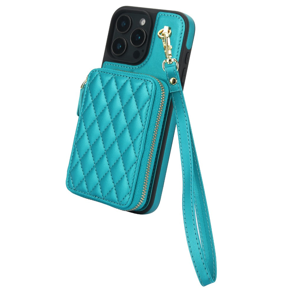Luxury Crossbody Lanyard iPhone Case – Zipper Wallet Leather Cover with Card Holder, and Full Protection for iPhone Models