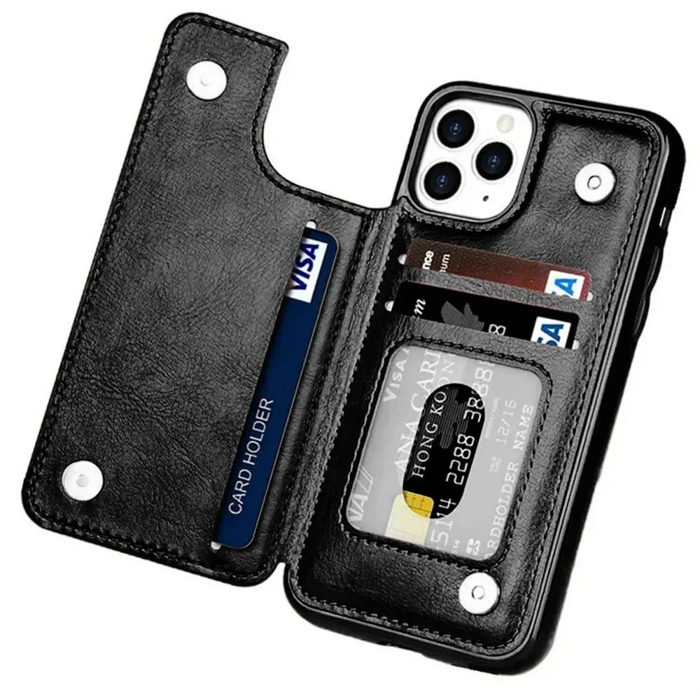 Luxury Wallet Flip iPhone Case – Cover with Card Slots, Secure Magnetic Closure, and Full Protection for Ultimate Convenience