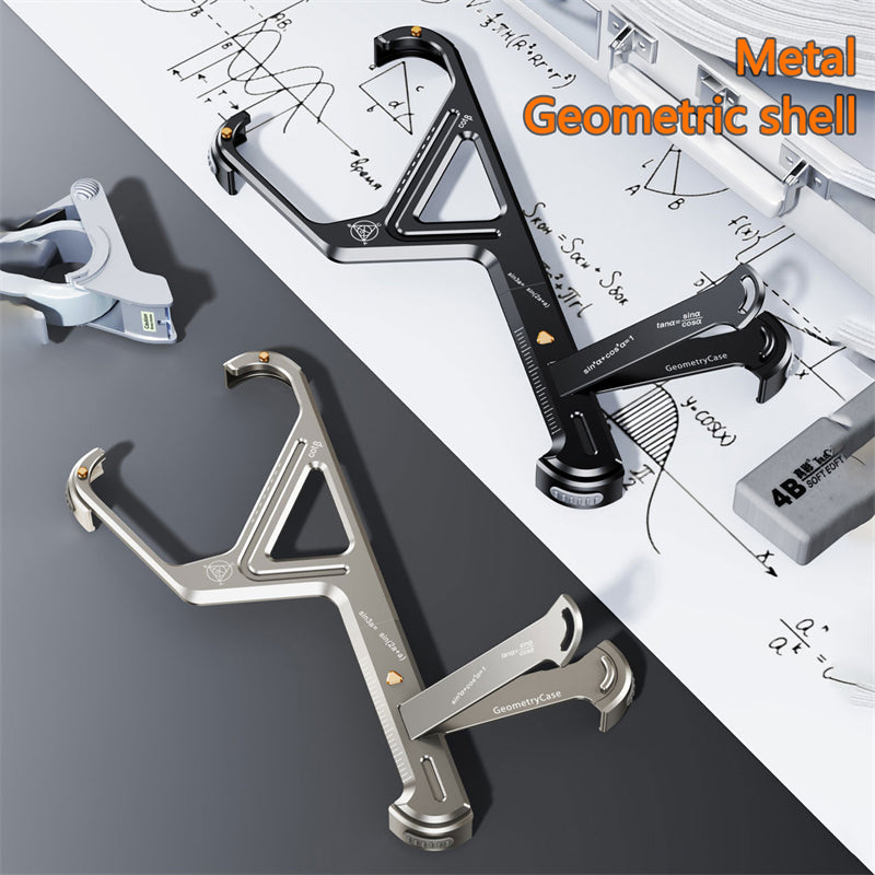 Luxury Geometric Metal iPhone Case – Aluminum Alloy Shockproof Cover with Stand for iPhone Models Stylish and Durable Design