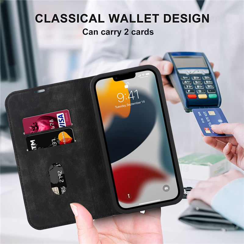 Luxury Magnetic Leather Wallet iPhone Case – MagSafe Wireless Charging, Card Slot, Stand Feature, Premium Protection, Stylish & Durable Cover