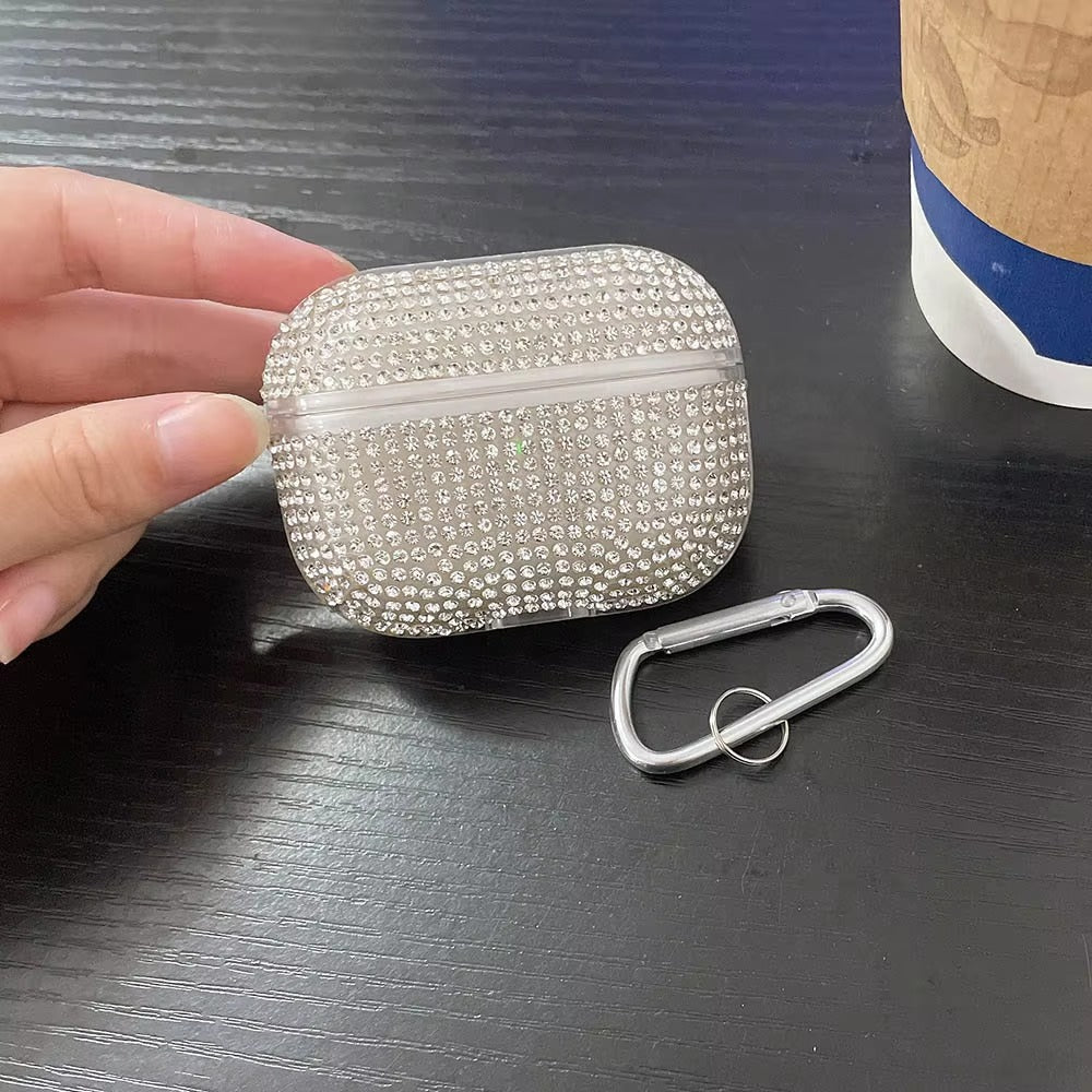 Luxury 3D Bling Diamond Hard Case for AirPods 1/2, Cute Protective Shell for Wireless Bluetooth Charging, Stylish Headphone Accessories for Girls & Women