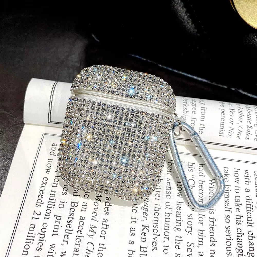 Luxury 3D Bling Diamond Hard Case for AirPods 1/2, Cute Protective Shell for Wireless Bluetooth Charging, Stylish Headphone Accessories for Girls & Women