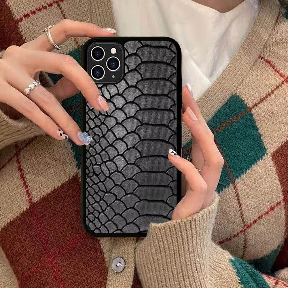 Luxury Apple iPhone Case, MagSafe Compatible, Camera Lens and Screen Protection, Ultra Thin, Shockproof, Magnetic, Full All Around Protection, Snake Skin Texture Cover