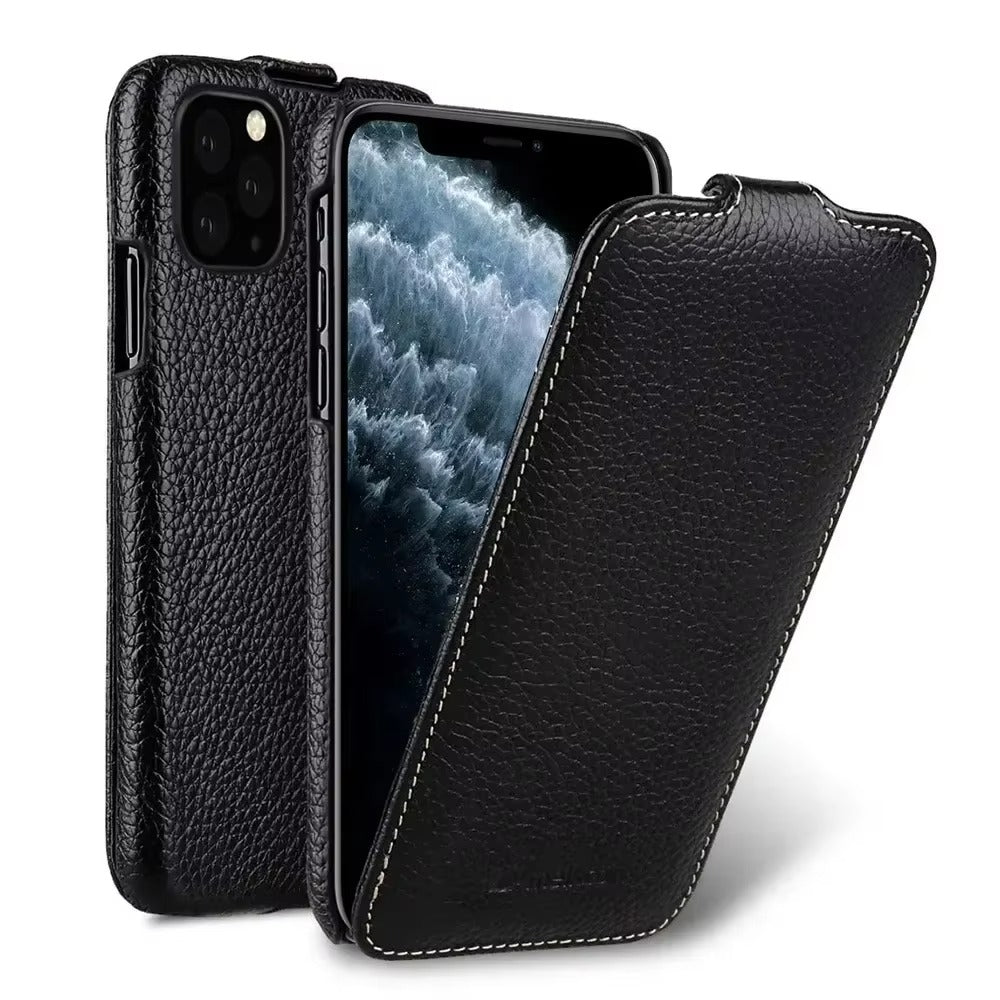 Premium Genuine Leather Flip iPhone Case – 100% Cowhide, Luxury Design, Stylish & Durable Protective Cover | Case for iPhone