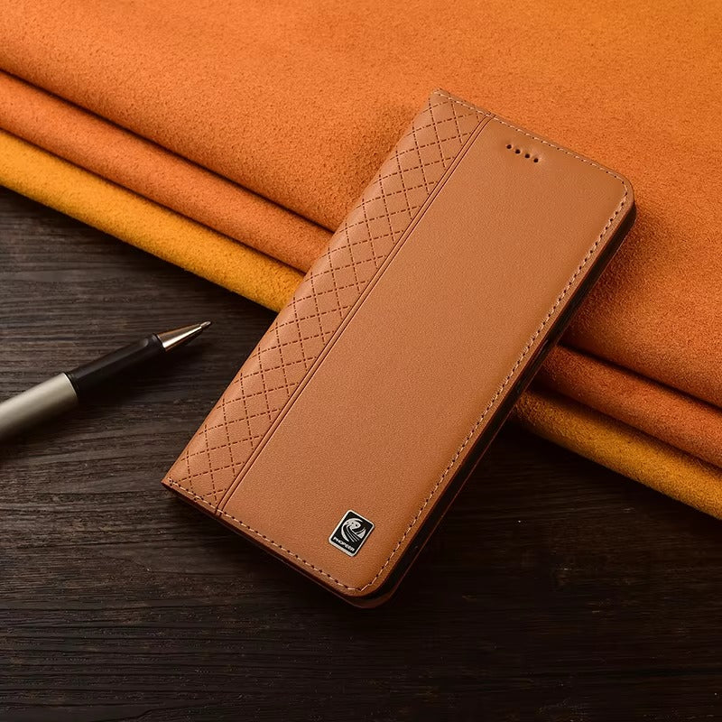 Luxury Nappa Real Leather iPhone Case – Business Wallet Flip Cover, Stylish & Durable Protection | Case for iPhone