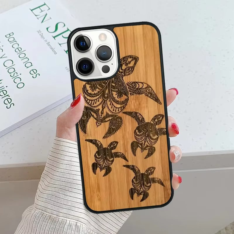 Luxury Apple iPhone Case, MagSafe Compatible, Camera Lens Protection, Magnetic, Full All Around Protection, Bamboo Wood Cover