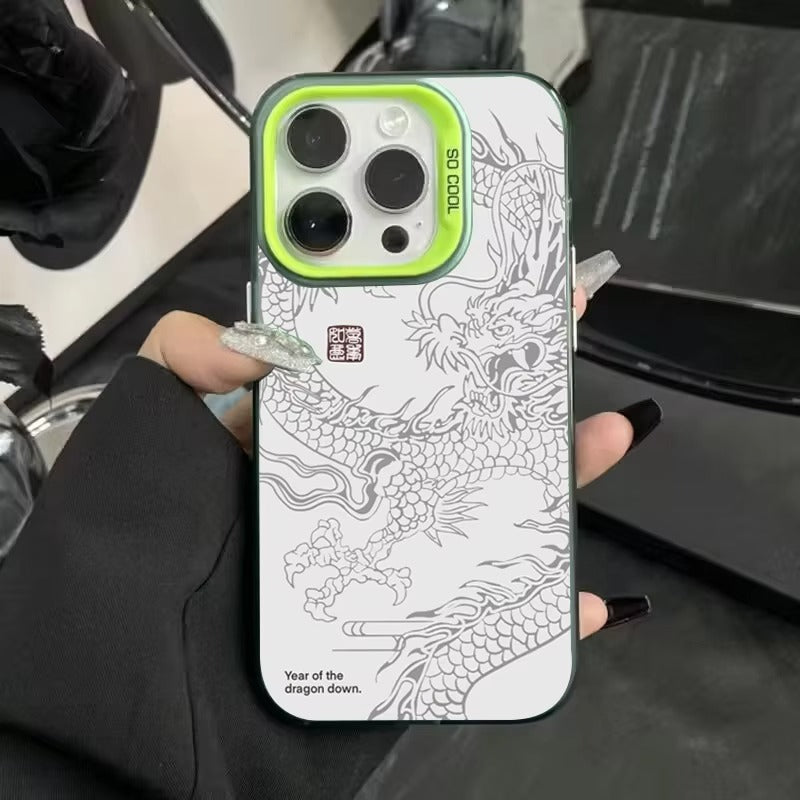 Luxury Apple iPhone Case, MagSafe Compatible, Camera Lens and Screen Protection, Ultra Thin, Shockproof, Magnetic, Full All Around Protection, Dragon Totem Armor Cover