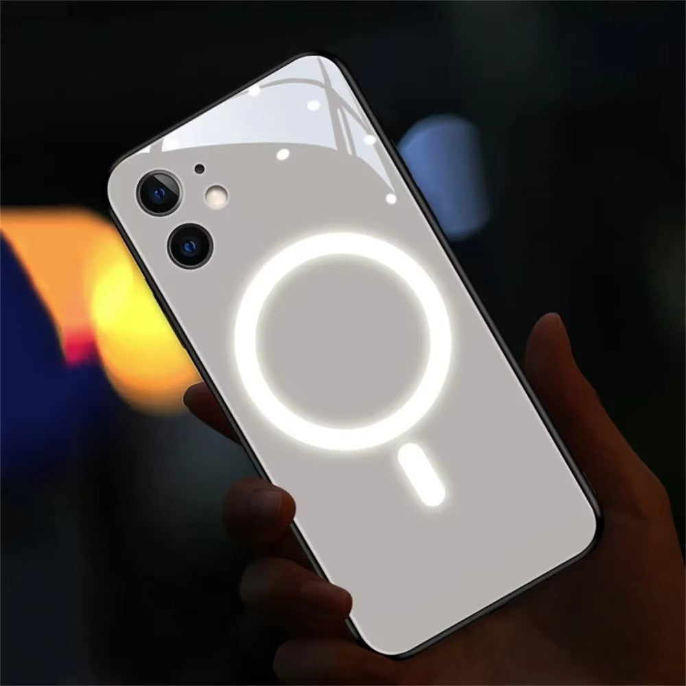 Premium Apple iPhone Case, MagSafe Compatible, Camera Lens and Screen Protection, Ultra Thin, Shockproof, Magnetic, Full All Around Protection, LED Call Flash Glass Cover