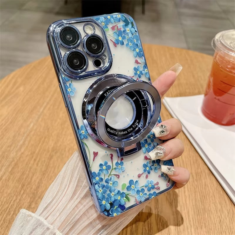 Premium Apple iPhone Case, MagSafe Compatible, Camera Lens and Screen Protection, Ultra Thin, Shockproof, Magnetic, Full All Around Protection, CD Flower Holder Cover