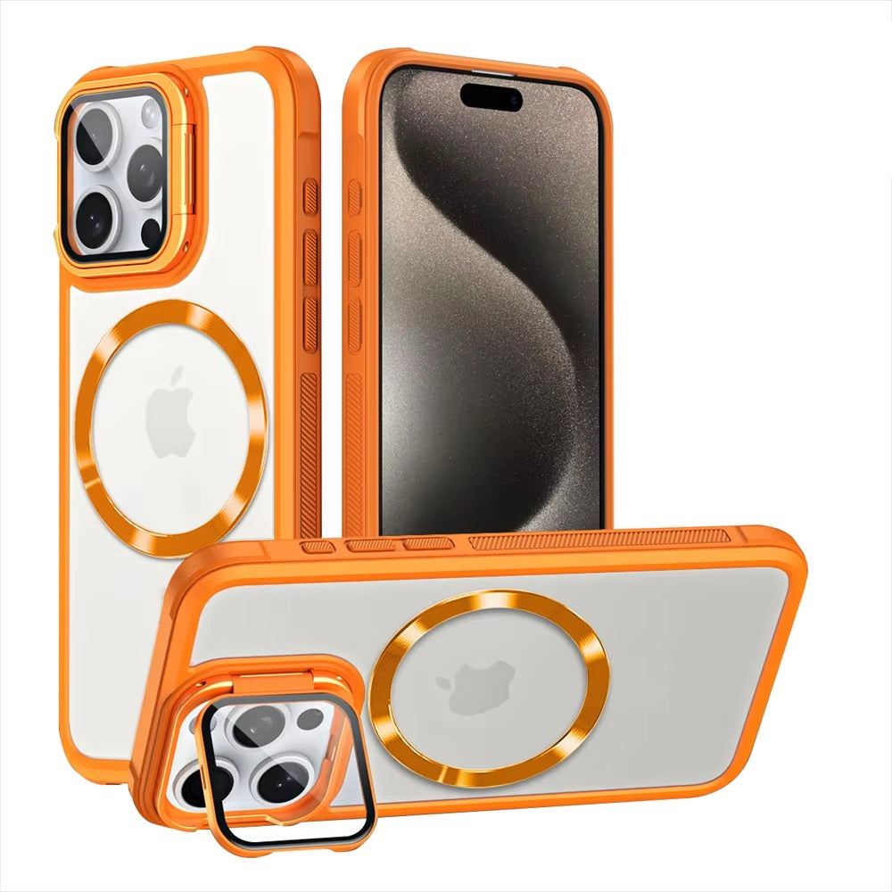 Premium Apple iPhone Case MagSafe Compatible, Camera Lens & Screen Protection, Cover with Hard Shell & Stand Bracket