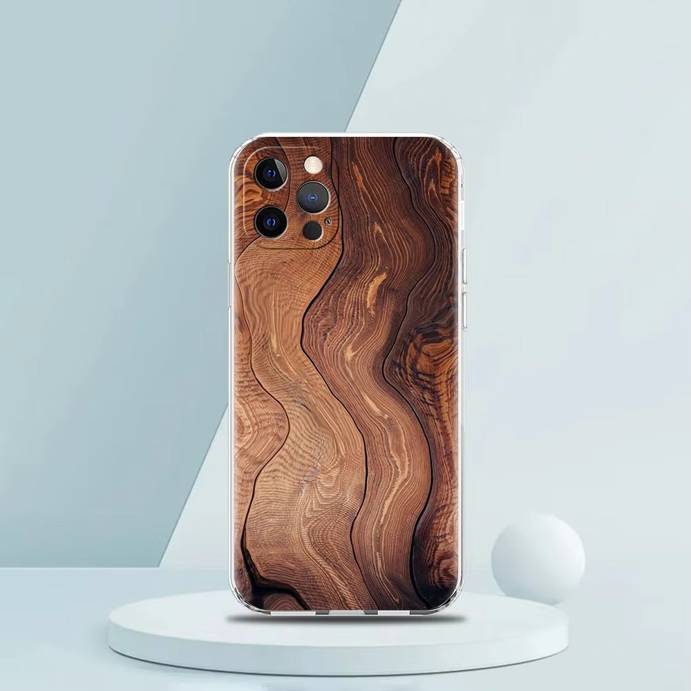 Premium Apple iPhone Case, MagSafe Compatible, Camera Lens and Screen Protection, Ultra Thin, Shockproof, Magnetic, Full All Around Protection, Carved Wood Soft Cover