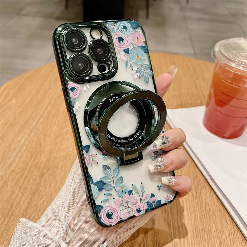 Premium Apple iPhone Case, MagSafe Compatible, Camera Lens and Screen Protection, Ultra Thin, Shockproof, Magnetic, Full All Around Protection, CD Flower Holder Cover