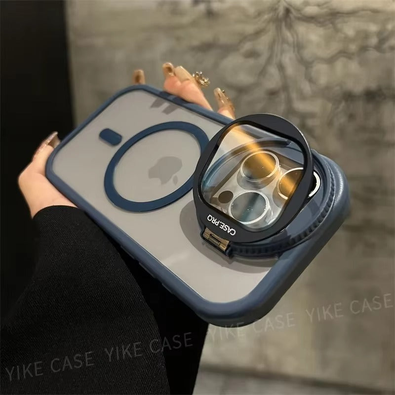 Luxury Apple iPhone Case MagSafe Compatible, Camera Lens & Screen Protection, Cover with Acrylic Stand & Glass Camera