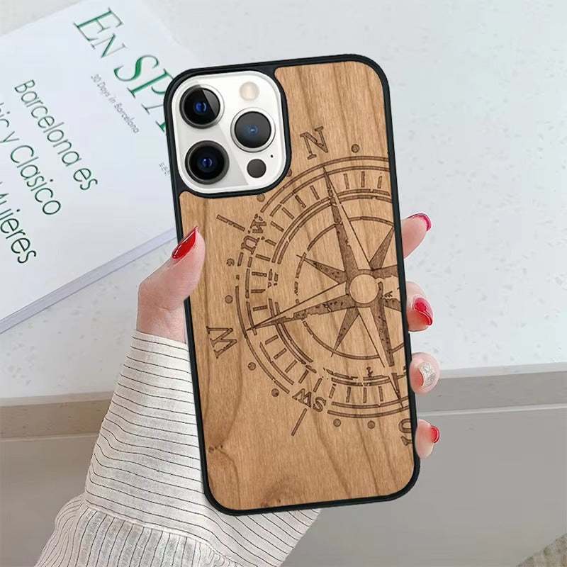 Luxury Apple iPhone Case, MagSafe Compatible, Camera Lens Protection, Magnetic, Full All Around Protection, Bamboo Wood Cover